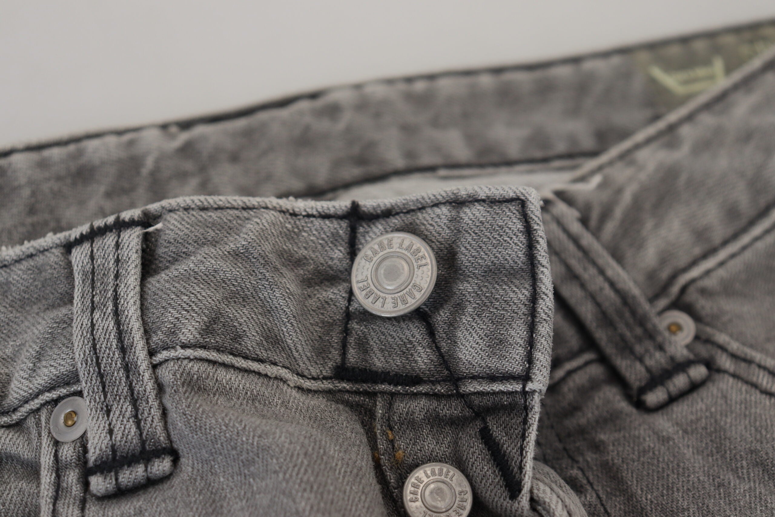 Graue Washed Cotton Skinny Damen Casual Jeans
