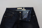 Blue Cotton Skinny Low Waist Women Casual Denim Jeans