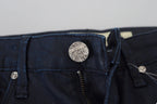 Blue Cotton Skinny Low Waist Women Casual Denim Jeans