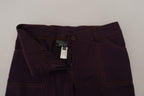 Lila High Waist Tapered Hose aus Baumwolle für Damen