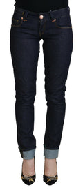 Blue Cotton Low Waist Slim Fit Women's Casual Jeans