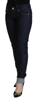Blue Cotton Low Waist Slim Fit Women's Casual Jeans