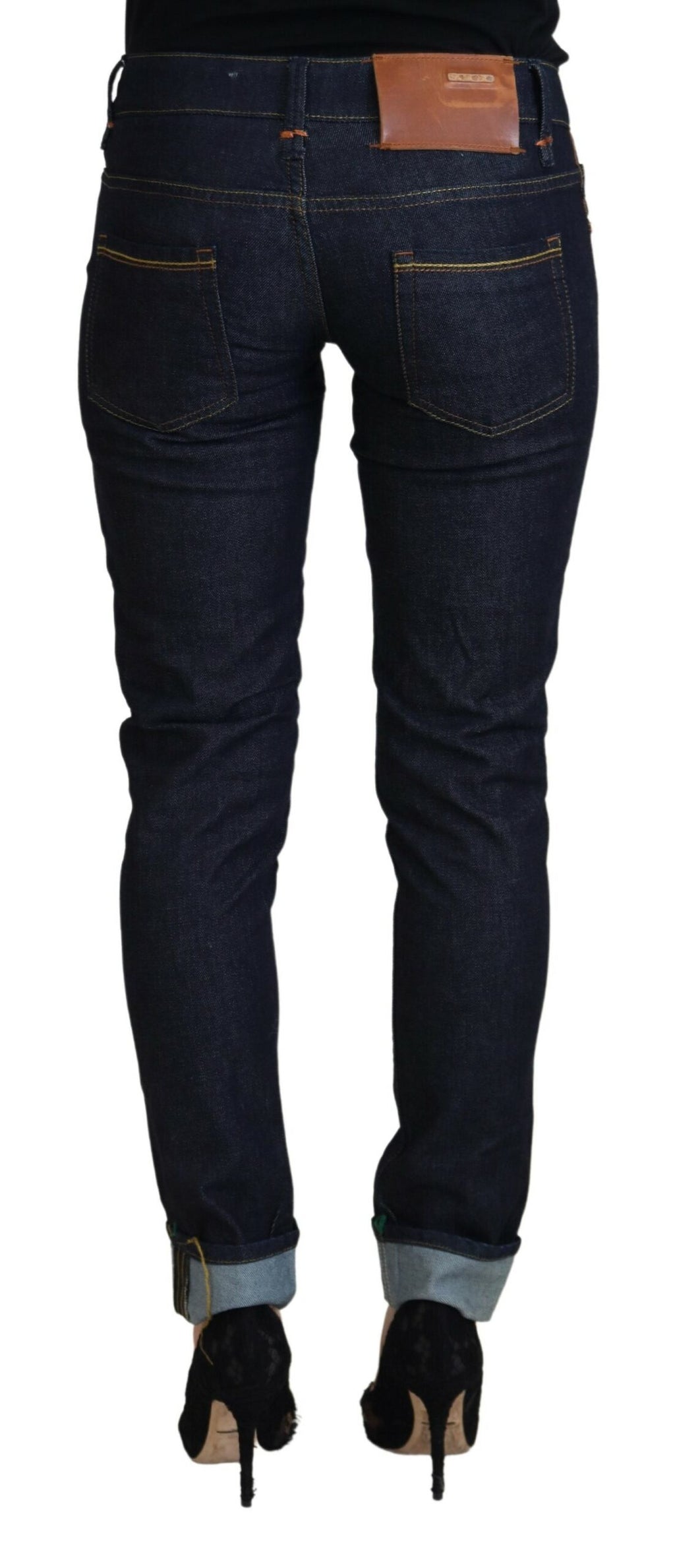 Blue Cotton Low Waist Slim Fit Women's Casual Jeans