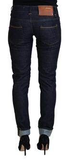 Blue Cotton Low Waist Slim Fit Women's Casual Jeans