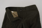 Green Lace Up Leg Women Tapered Pants