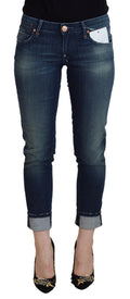 Blaue Baumwoll-Slim-Fit-Damen-Freizeit-Jeans