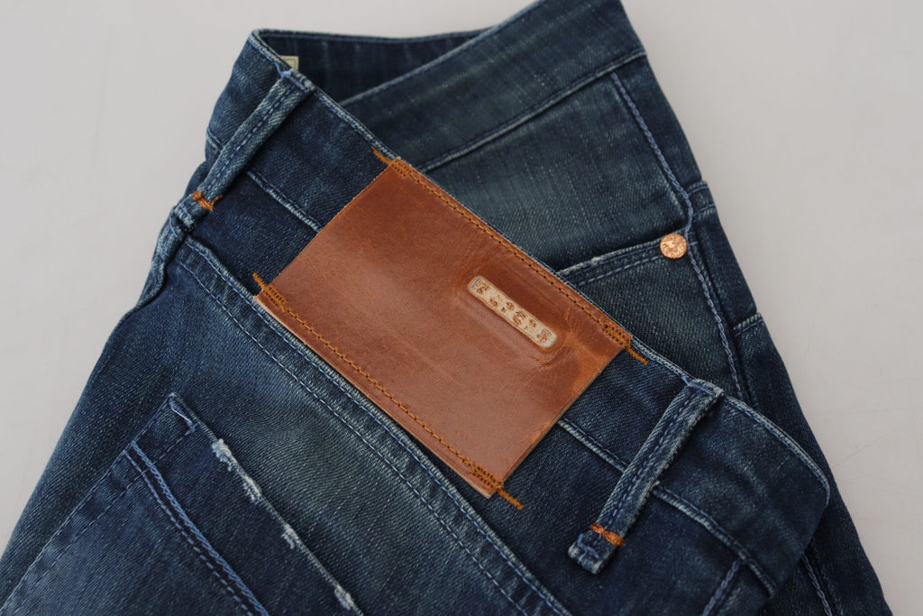 Blaue Baumwoll-Slim-Fit-Damen-Freizeit-Jeans