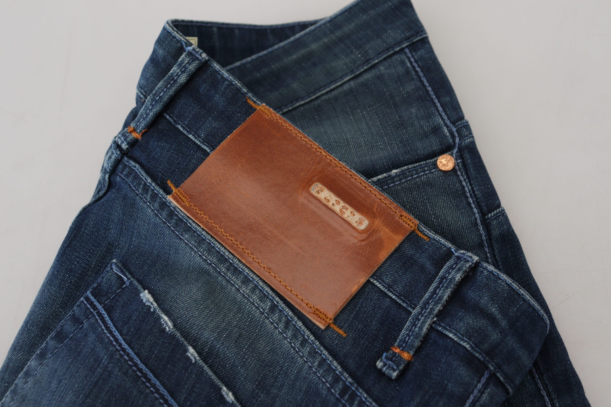 Blaue Baumwoll-Slim-Fit-Damen-Freizeit-Jeans