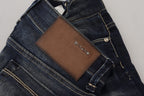 Damen-Denim-Jeans, schmal geschnitten, aus ausgewaschener Baumwolle in Blau