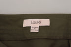 Green Cotton High Waist Women Tapered Pants