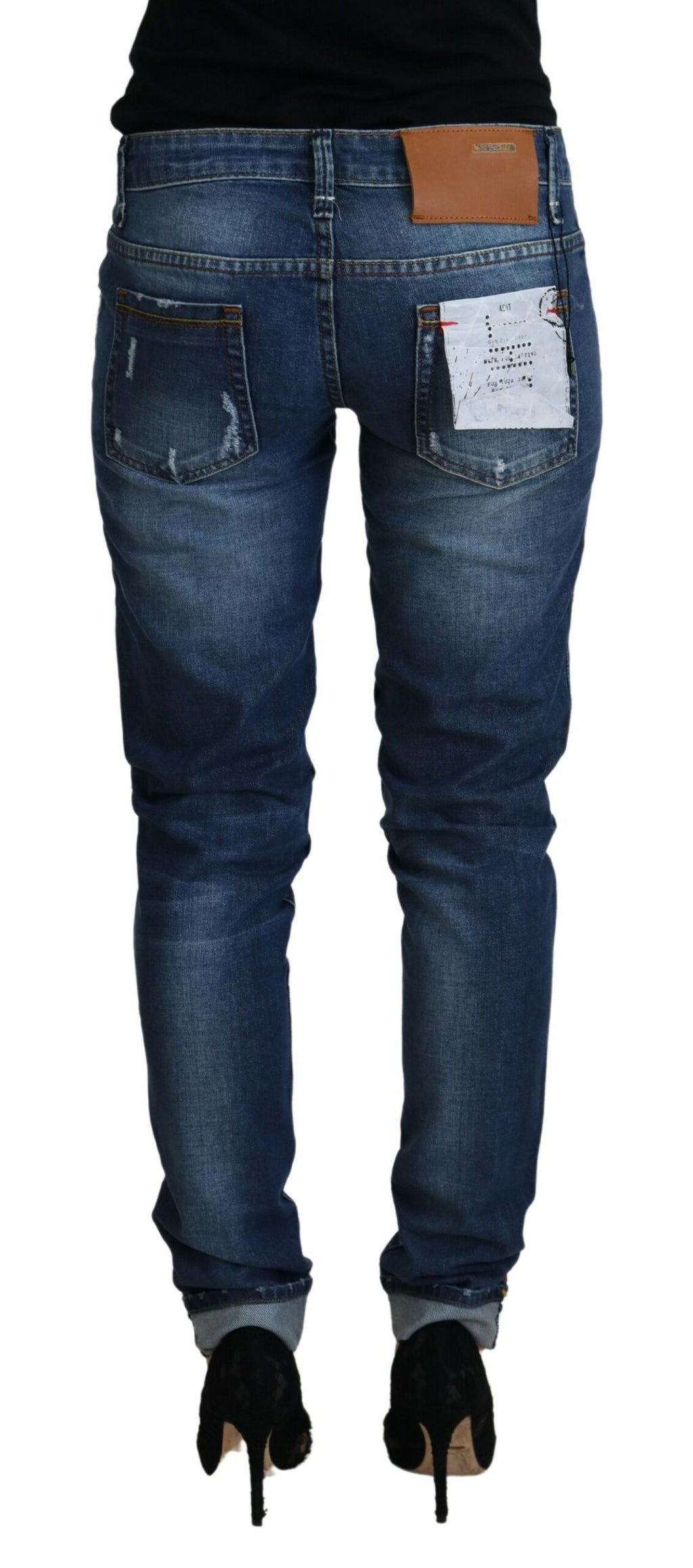 Blue Washed Cotton Slim Fit Women's Denim Jeans