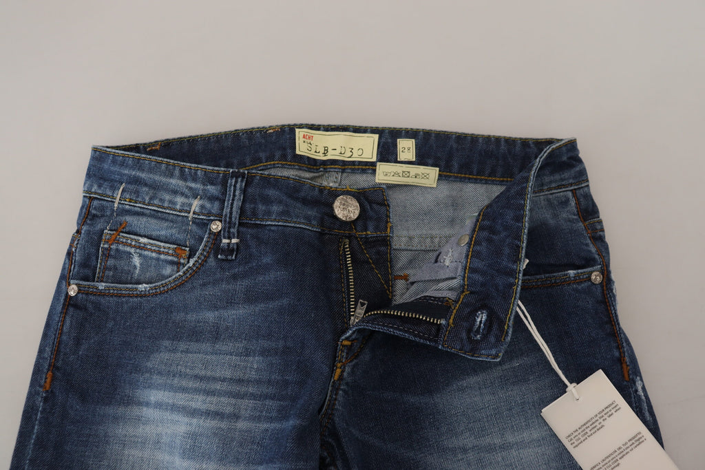 Blue Washed Cotton Slim Fit Women's Denim Jeans