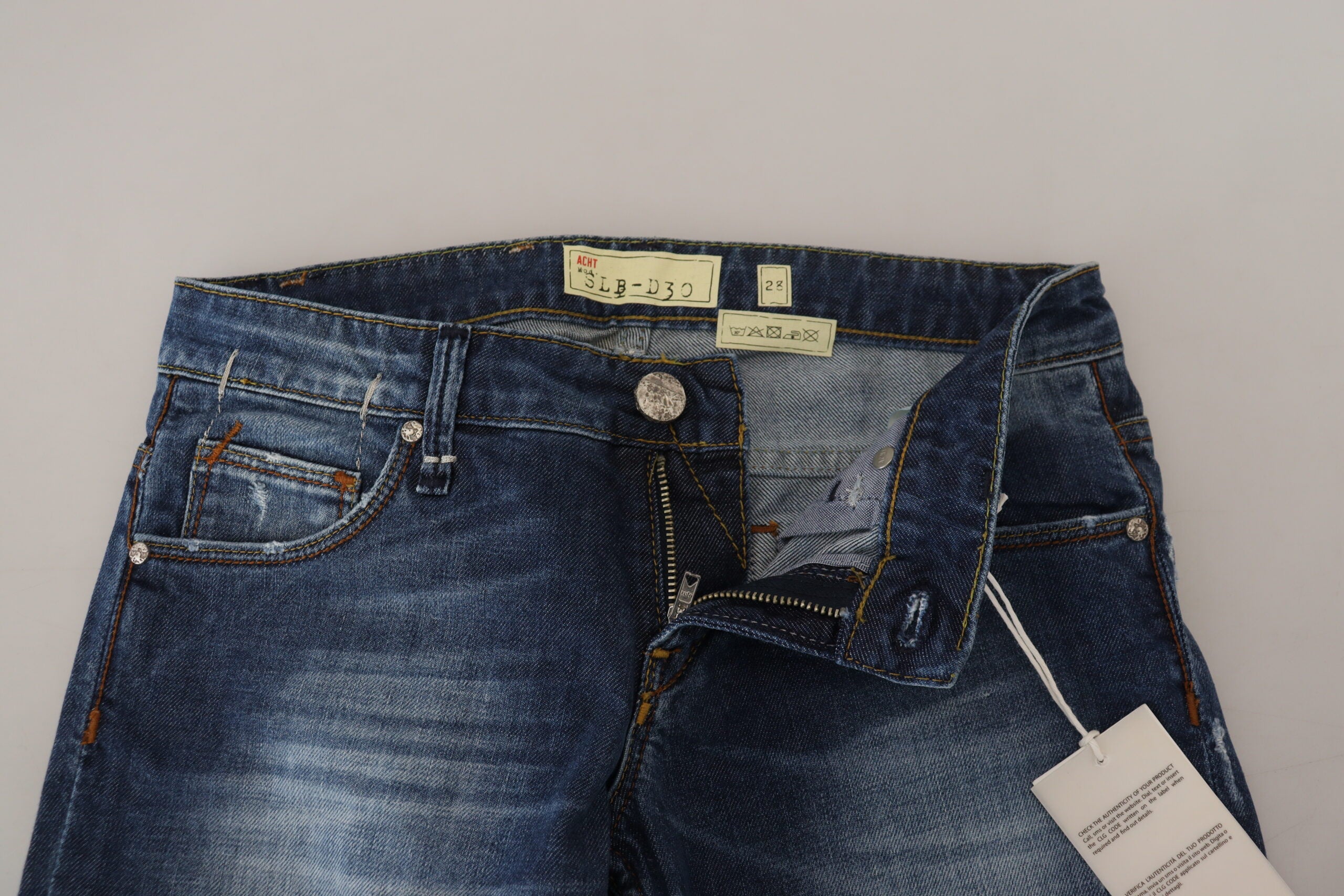 Blue Washed Cotton Slim Fit Women's Denim Jeans