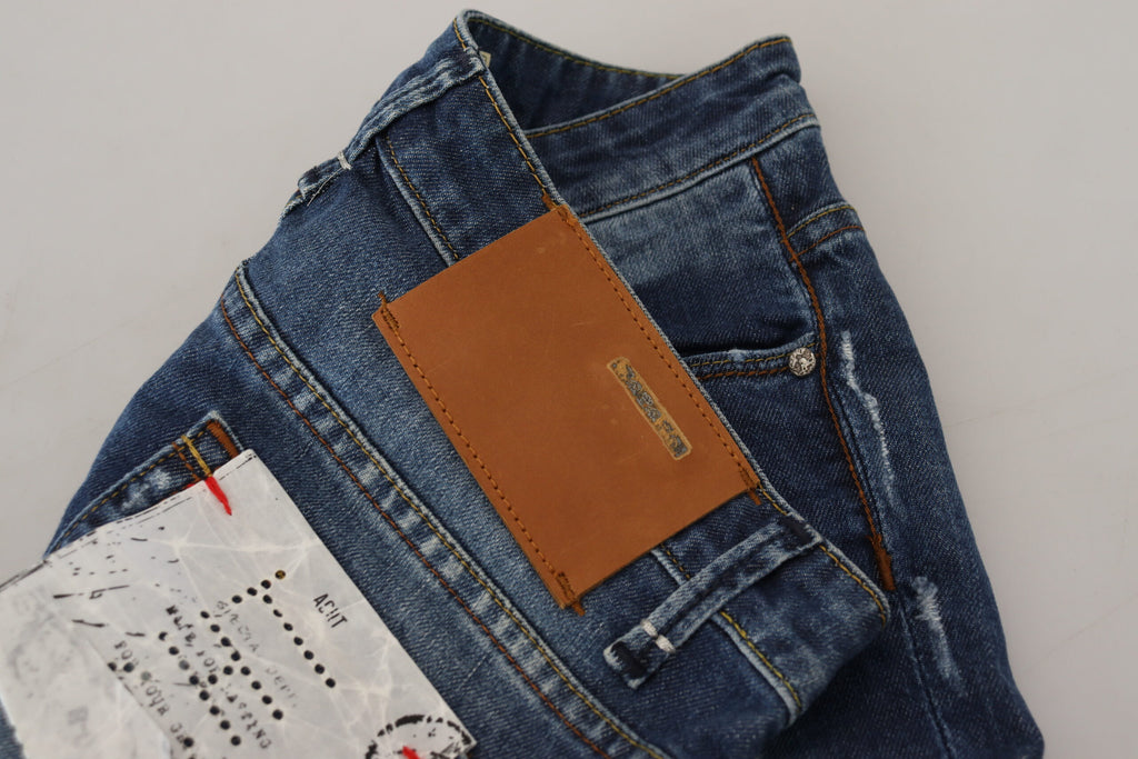 Blue Washed Cotton Slim Fit Women's Denim Jeans