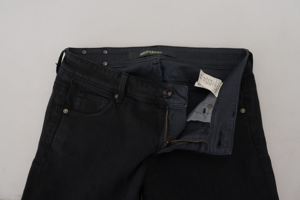 Schwarze, schmal geschnittene Damenjeans aus Baumwoll-Denim