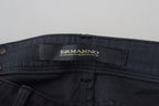 Schwarze, schmal geschnittene Damenjeans aus Baumwoll-Denim