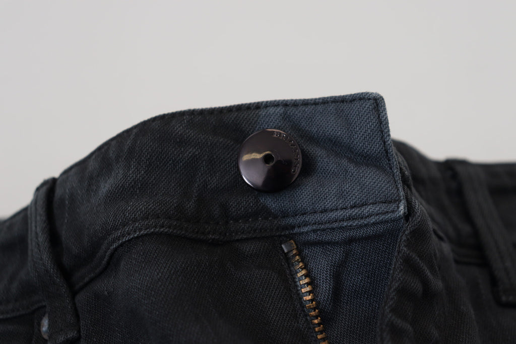 Schwarze, schmal geschnittene Damenjeans aus Baumwoll-Denim