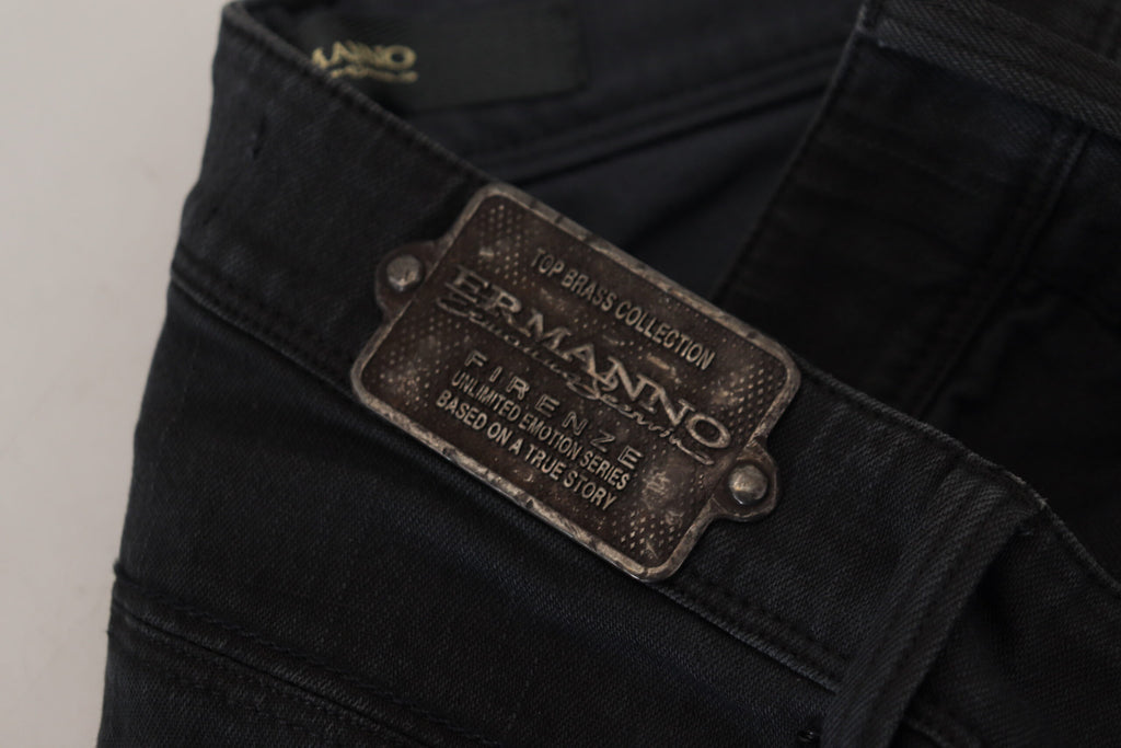 Schwarze, schmal geschnittene Damenjeans aus Baumwoll-Denim