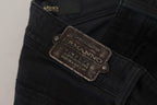 Schwarze, schmal geschnittene Damenjeans aus Baumwoll-Denim