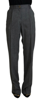 Graue High Waist Damenhose aus Wolle