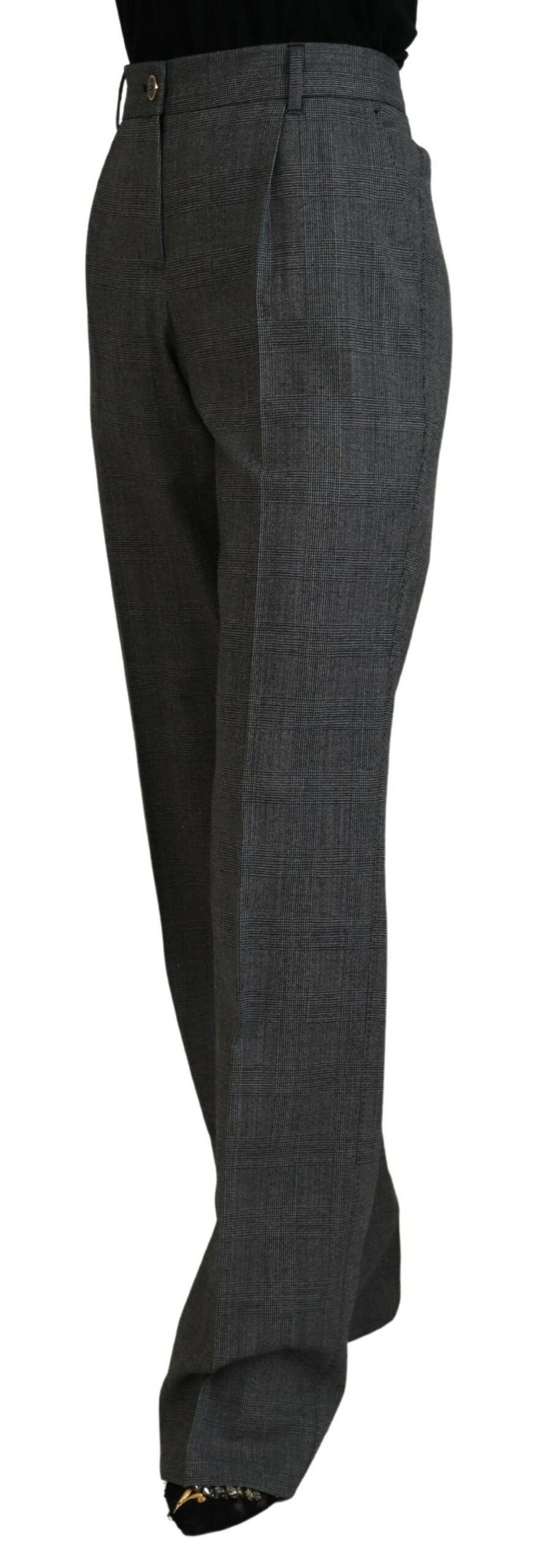 Graue High Waist Damenhose aus Wolle