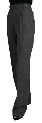 Graue High Waist Damenhose aus Wolle
