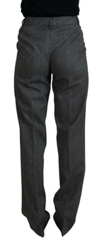 Graue High Waist Damenhose aus Wolle