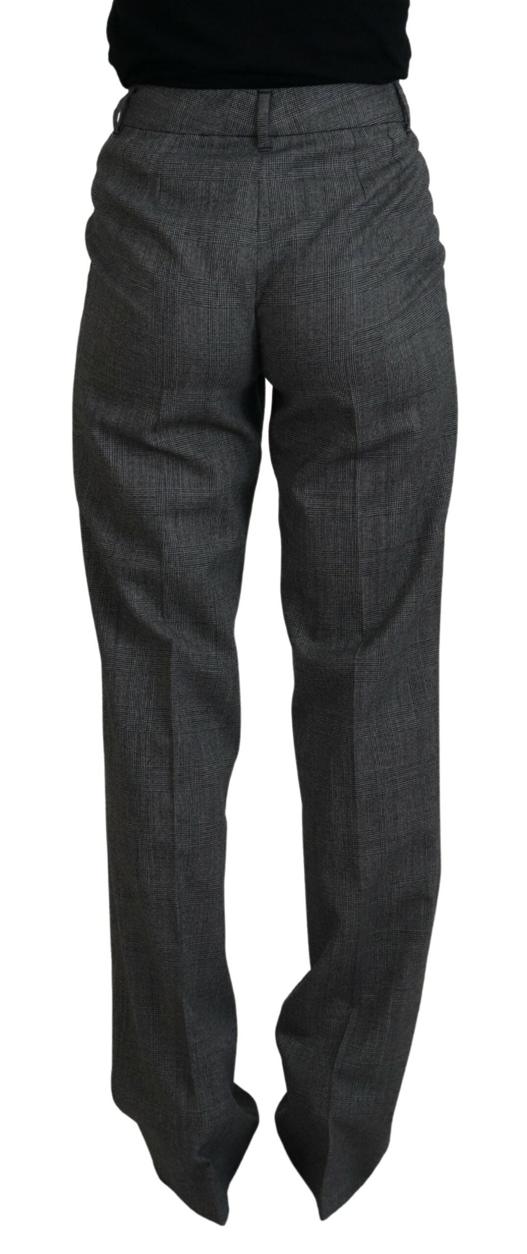 Graue High Waist Damenhose aus Wolle