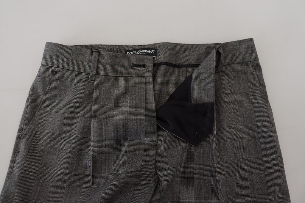 Graue High Waist Damenhose aus Wolle