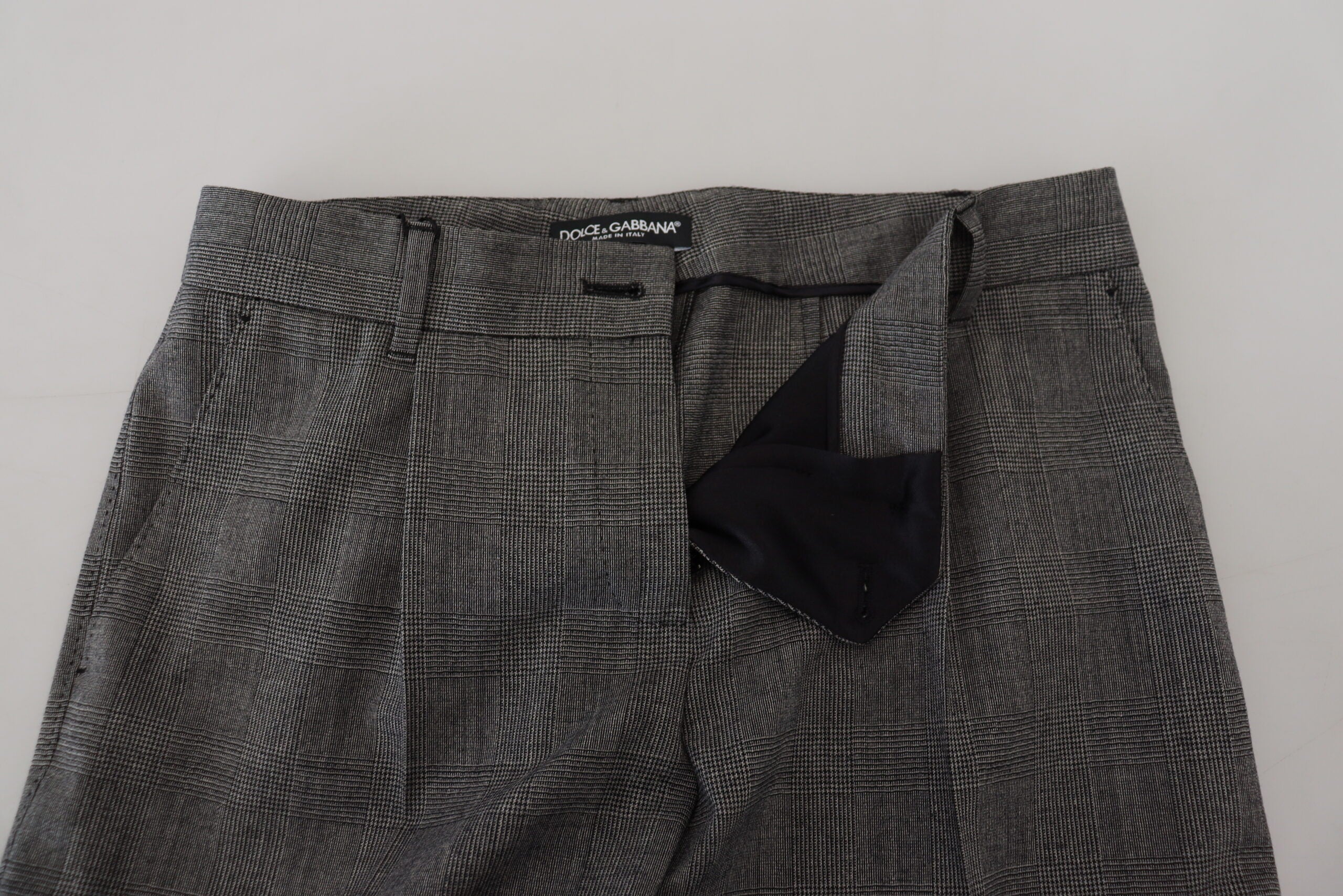 Graue High Waist Damenhose aus Wolle