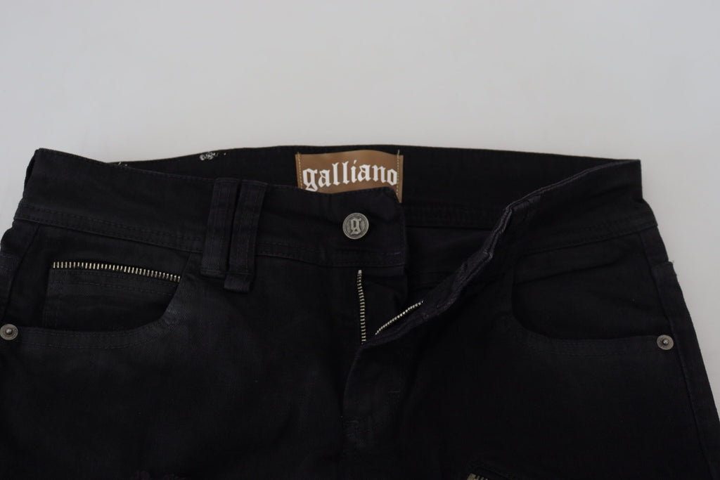Black Cotton Mid Waist Skinny Slim Fit Denim Jeans