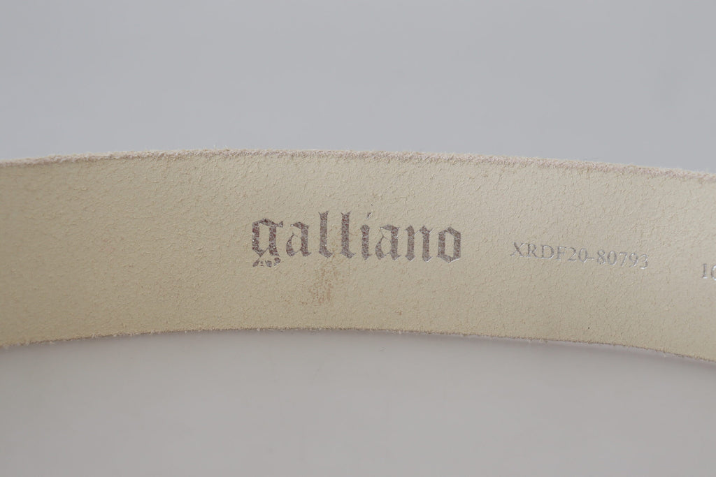 Gürtel aus rosa Leder mit Buchstabenlogo und runder Schnalle