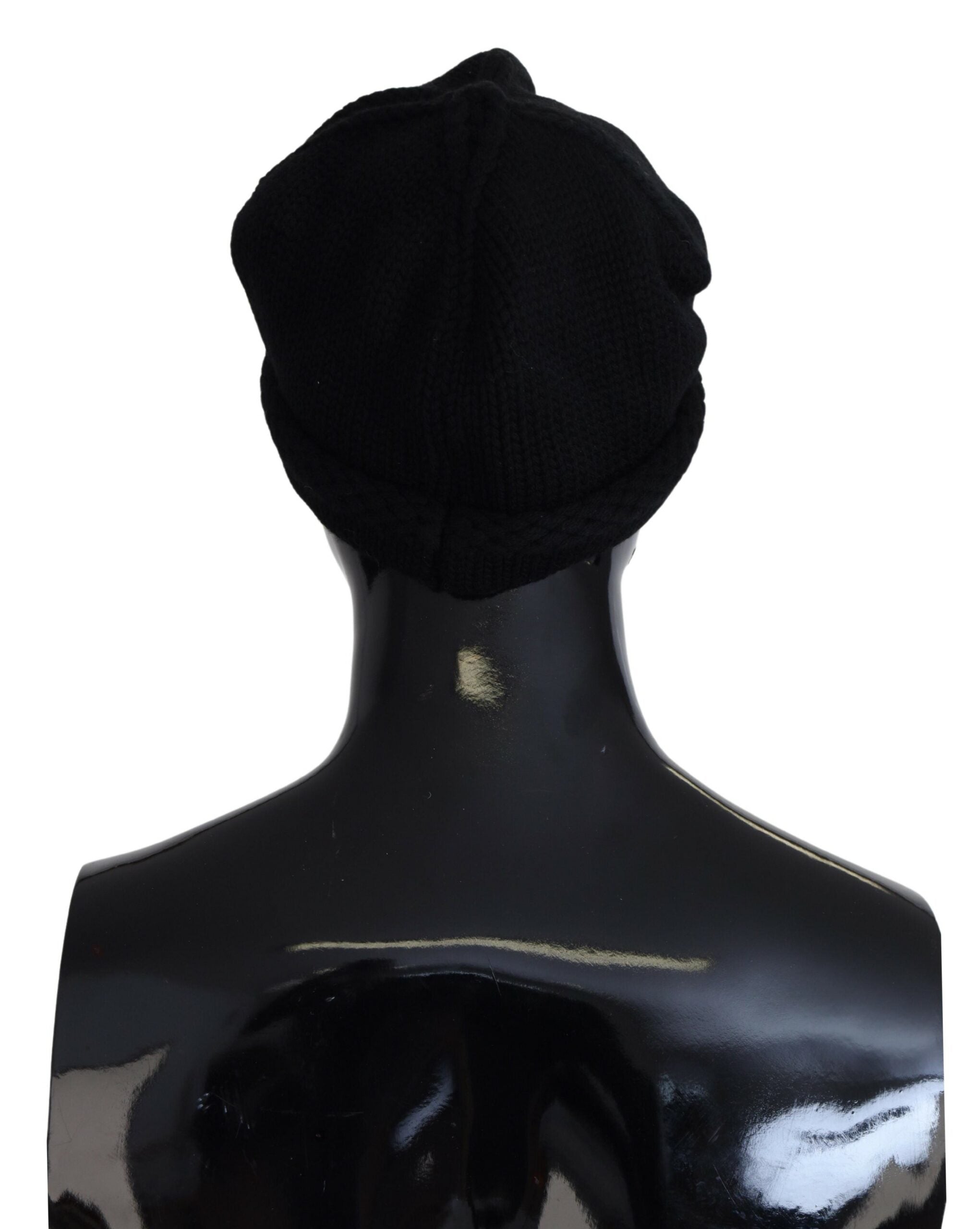 Black Virgin Wool Women's Winter Beanie Hat
