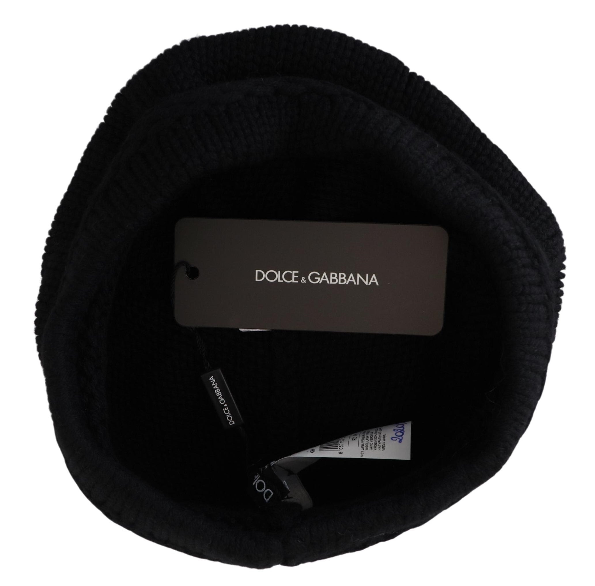 Black Virgin Wool Women's Winter Beanie Hat
