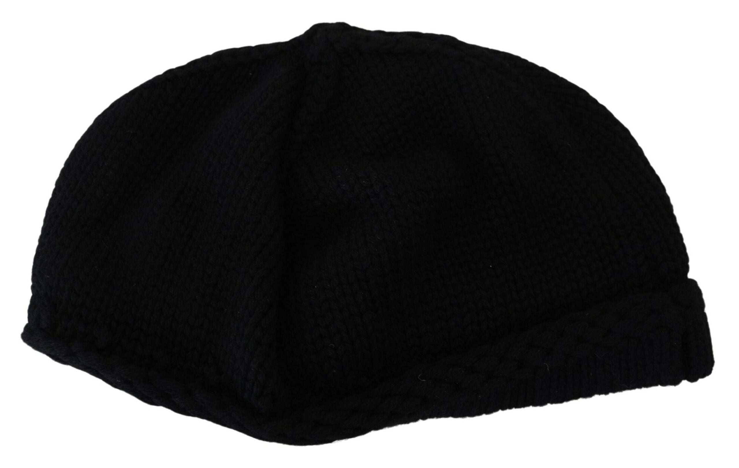 Black Virgin Wool Women's Winter Beanie Hat