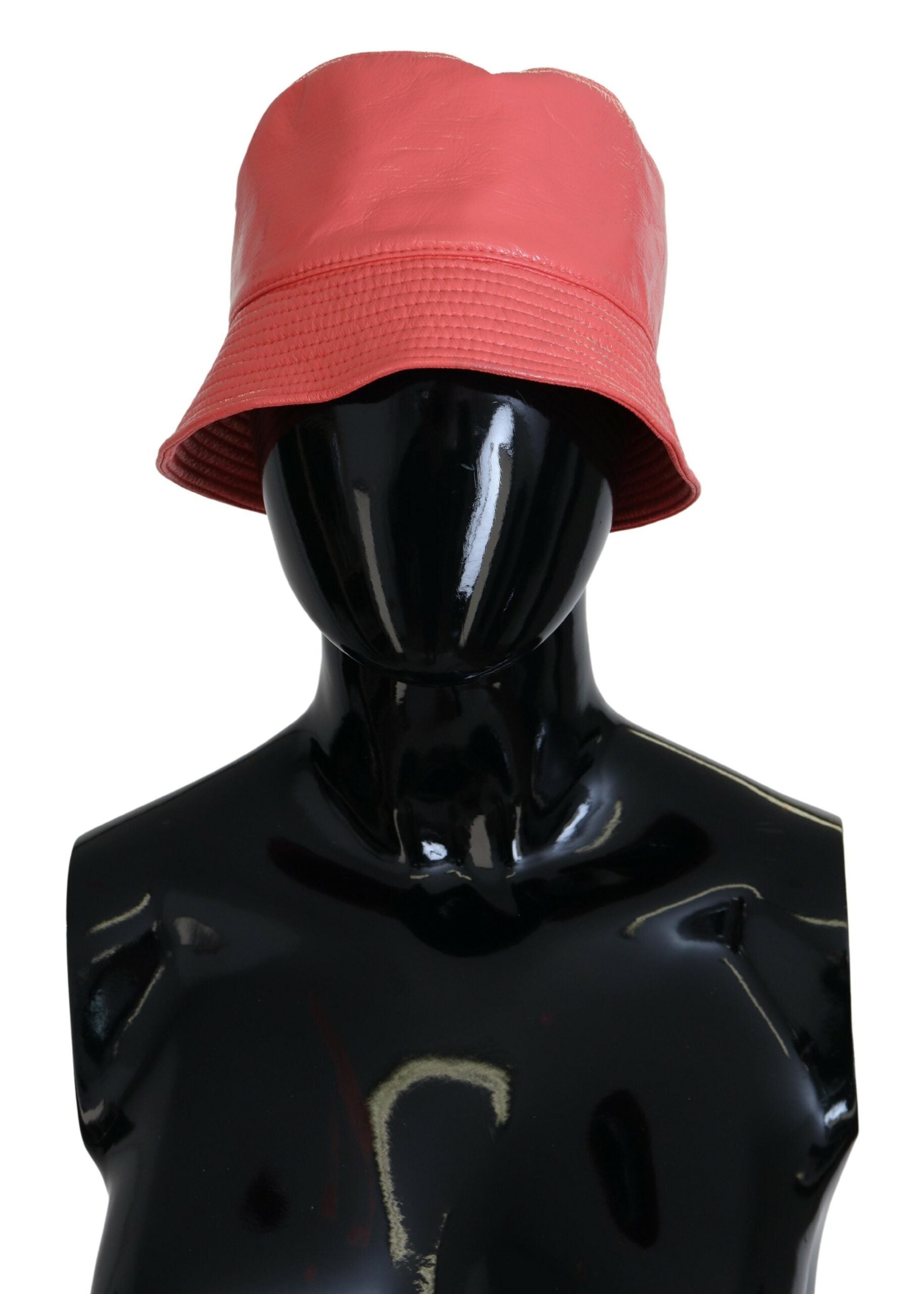 Cappello da donna con secchiello in finta pelle trapuntata color pesca