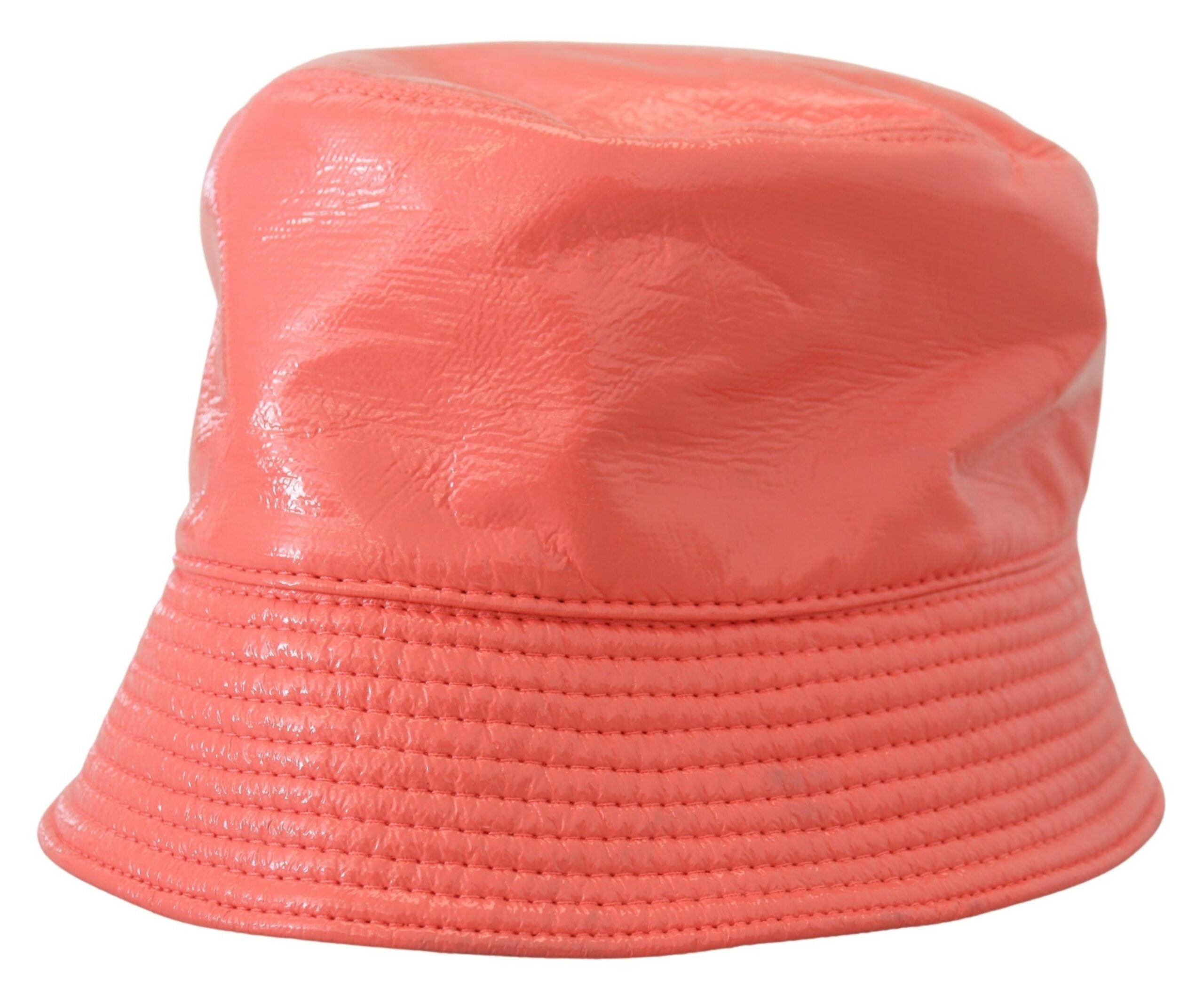 Cappello da donna con secchiello in finta pelle trapuntata color pesca