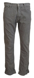 Graue Jeans aus Baumwolle, gerade Passform, umgeschlagener Saum, Freizeit-Denim