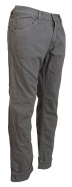 Graue Jeans aus Baumwolle, gerade Passform, umgeschlagener Saum, Freizeit-Denim