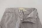 Graue Jeans aus Baumwolle, gerade Passform, umgeschlagener Saum, Freizeit-Denim