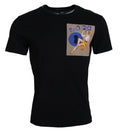 Schwarzes Baumwoll-T-Shirt mit kurzen Ärmeln „Sneak Peek“