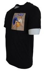 Schwarzes Baumwoll-T-Shirt mit kurzen Ärmeln „Sneak Peek“