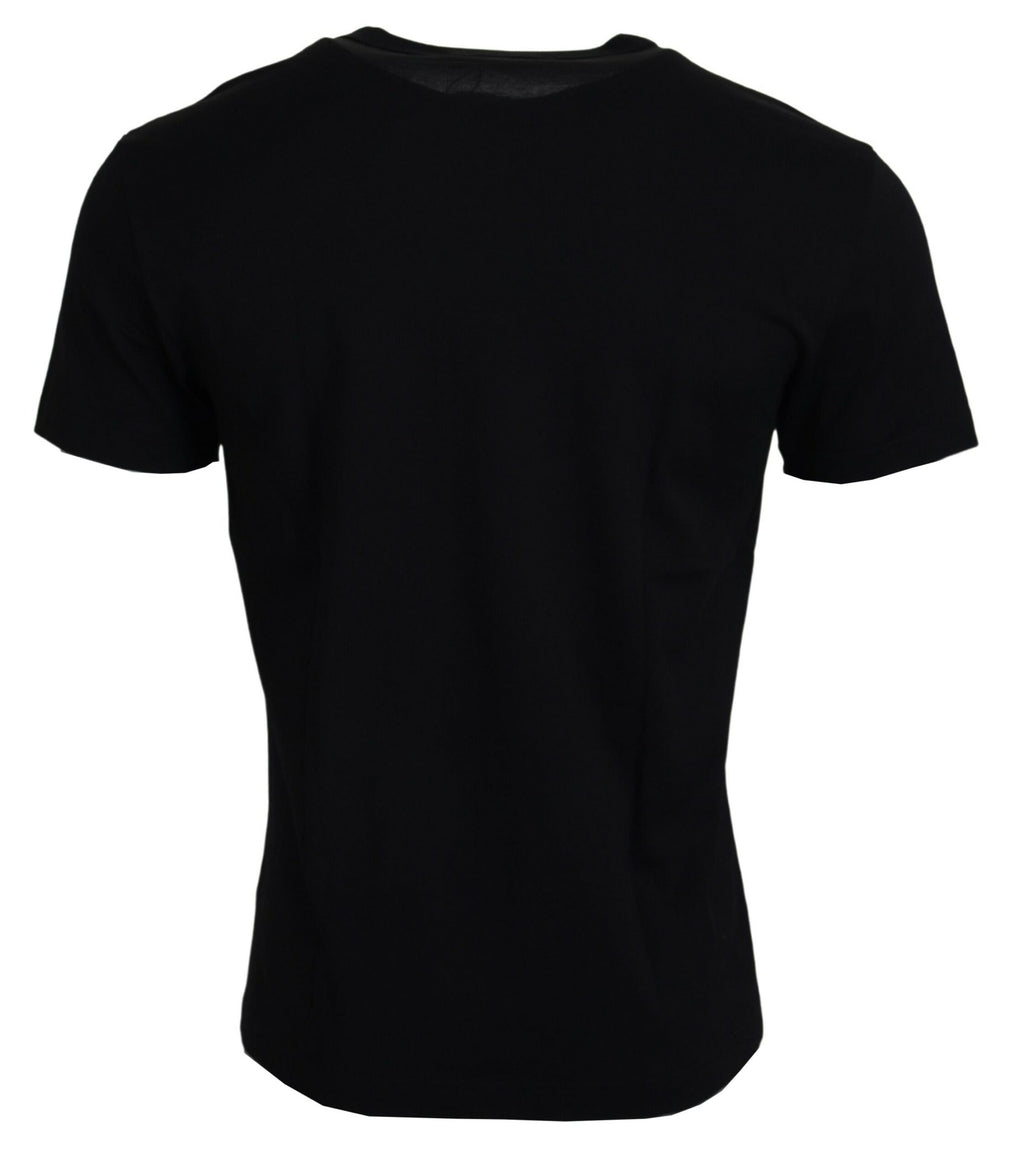 Schwarzes Baumwoll-T-Shirt mit kurzen Ärmeln „Sneak Peek“