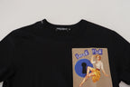 Schwarzes Baumwoll-T-Shirt mit kurzen Ärmeln „Sneak Peek“