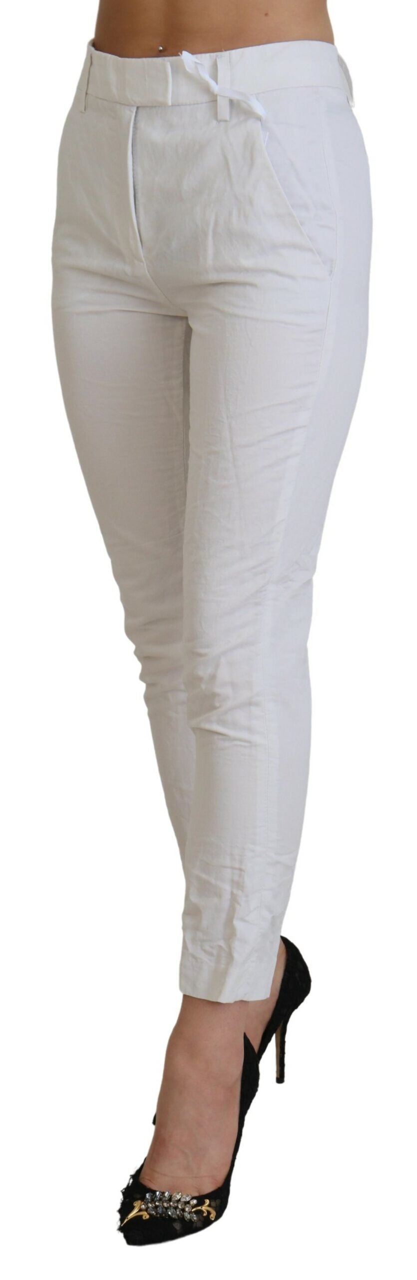 Weiße High-Waist Tapered Hose für Damen