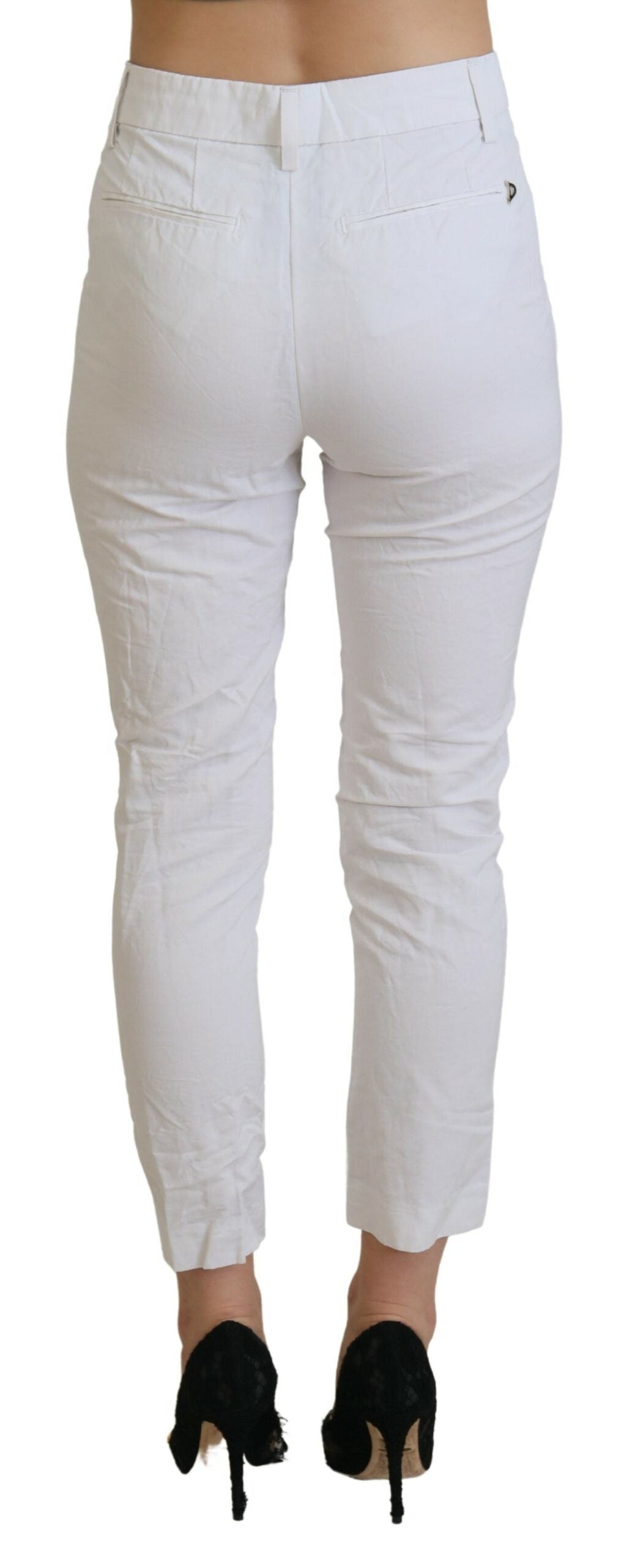 Weiße High-Waist Tapered Hose für Damen