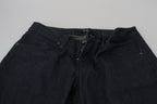 Dunkelblaue Low Waist Straight Fit Damen-Jeans