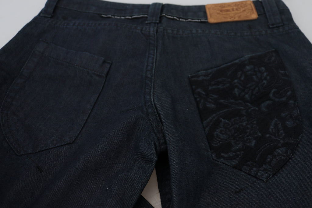 Dunkelblaue Low Waist Straight Fit Damen-Jeans