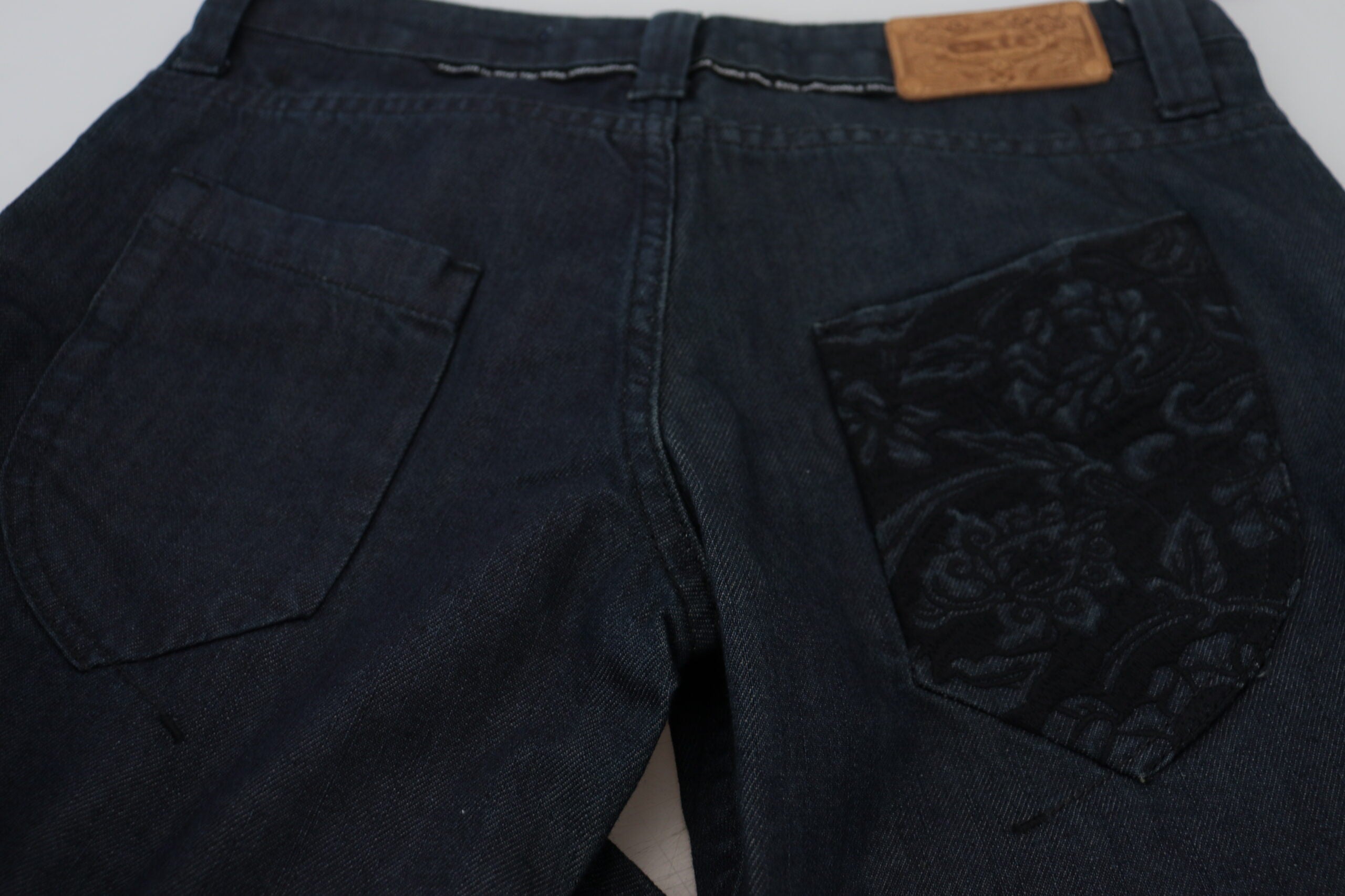 Dunkelblaue Low Waist Straight Fit Damen-Jeans