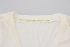 Ivory V-Neck Long Sleeves Women Blouse Top